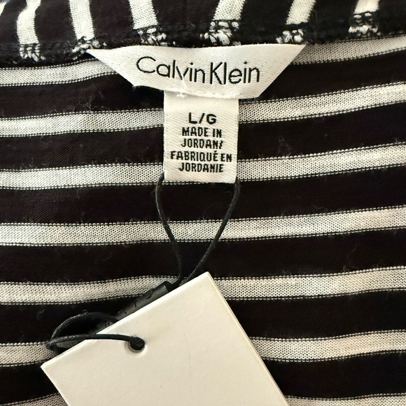CALVIN KLEIN Striped Black & White Open Front Waterfall Cardigan Size L NEW - Picture 7 of 8